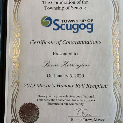 2019 Mayor's Honour Roll Certificate