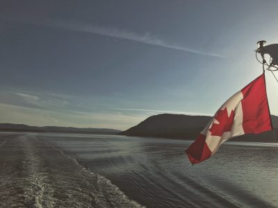 Canada Flag at the back of a boat