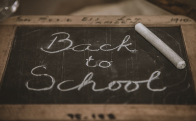 Back to School written on chalk board